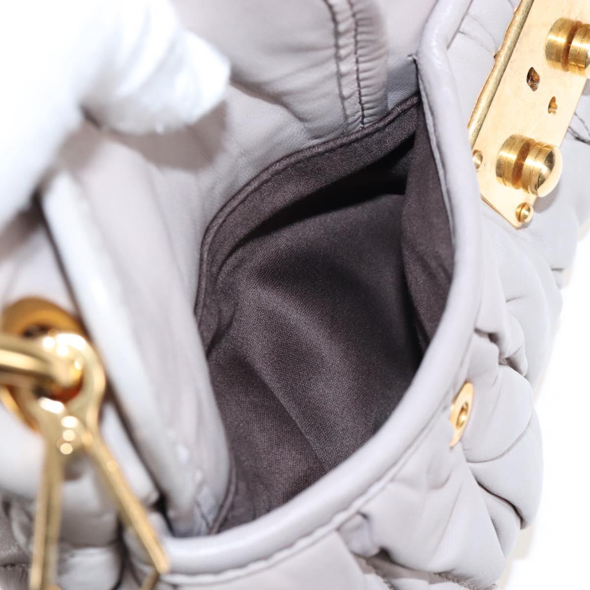Miu Miu Matelasse Hand Bag Leather 2way Gray Gold Auth 167690M