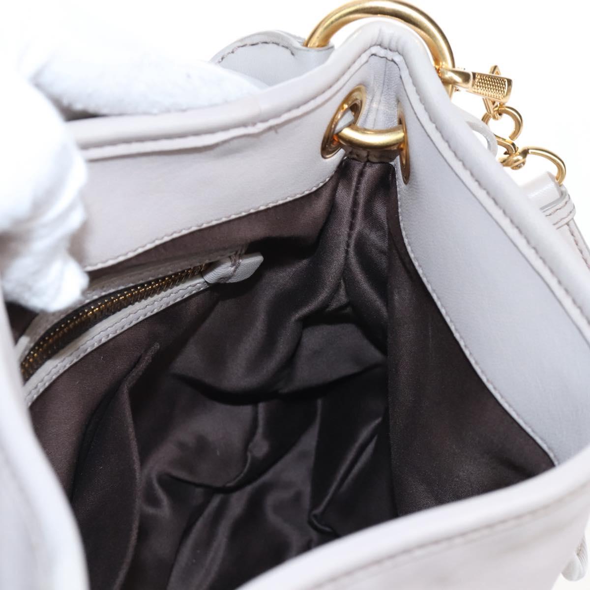 Miu Miu Matelasse Hand Bag Leather 2way Gray Gold Auth 167690M