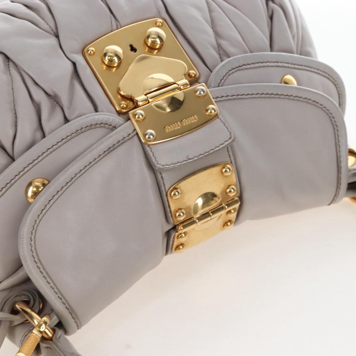 Miu Miu Matelasse Hand Bag Leather 2way Gray Gold Auth 167690M
