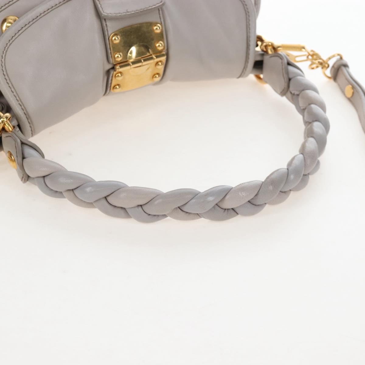 Miu Miu Matelasse Hand Bag Leather 2way Gray Gold Auth 167690M