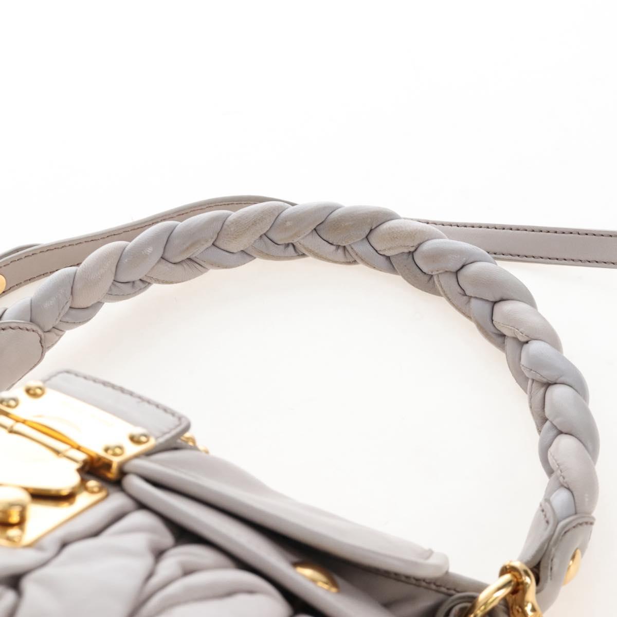 Miu Miu Matelasse Hand Bag Leather 2way Gray Gold Auth 167690M