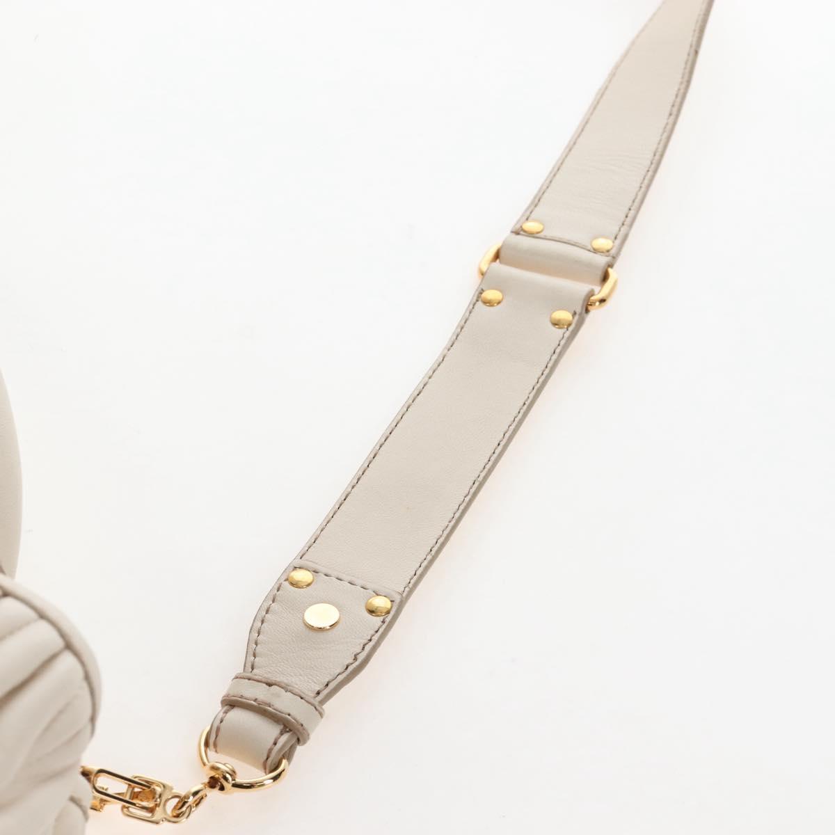 Miu Miu Matelasse Hand Bag Leather 2way White Gold Auth 167694M