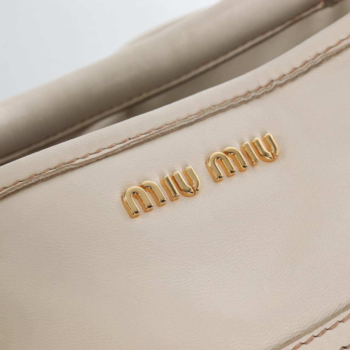 Miu Miu Matelasse Hand Bag Leather 2way White Gold Auth 167694M