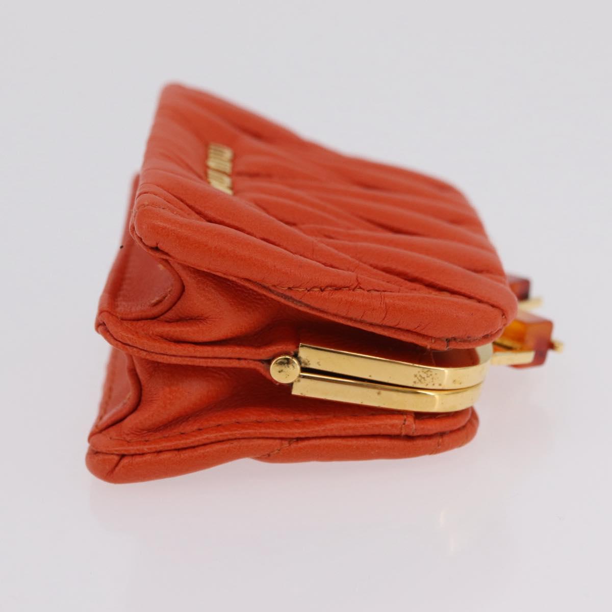 Miu Miu Sword Wallet Matelasse Charm Leather Orange Gold Tone Auth 167697M