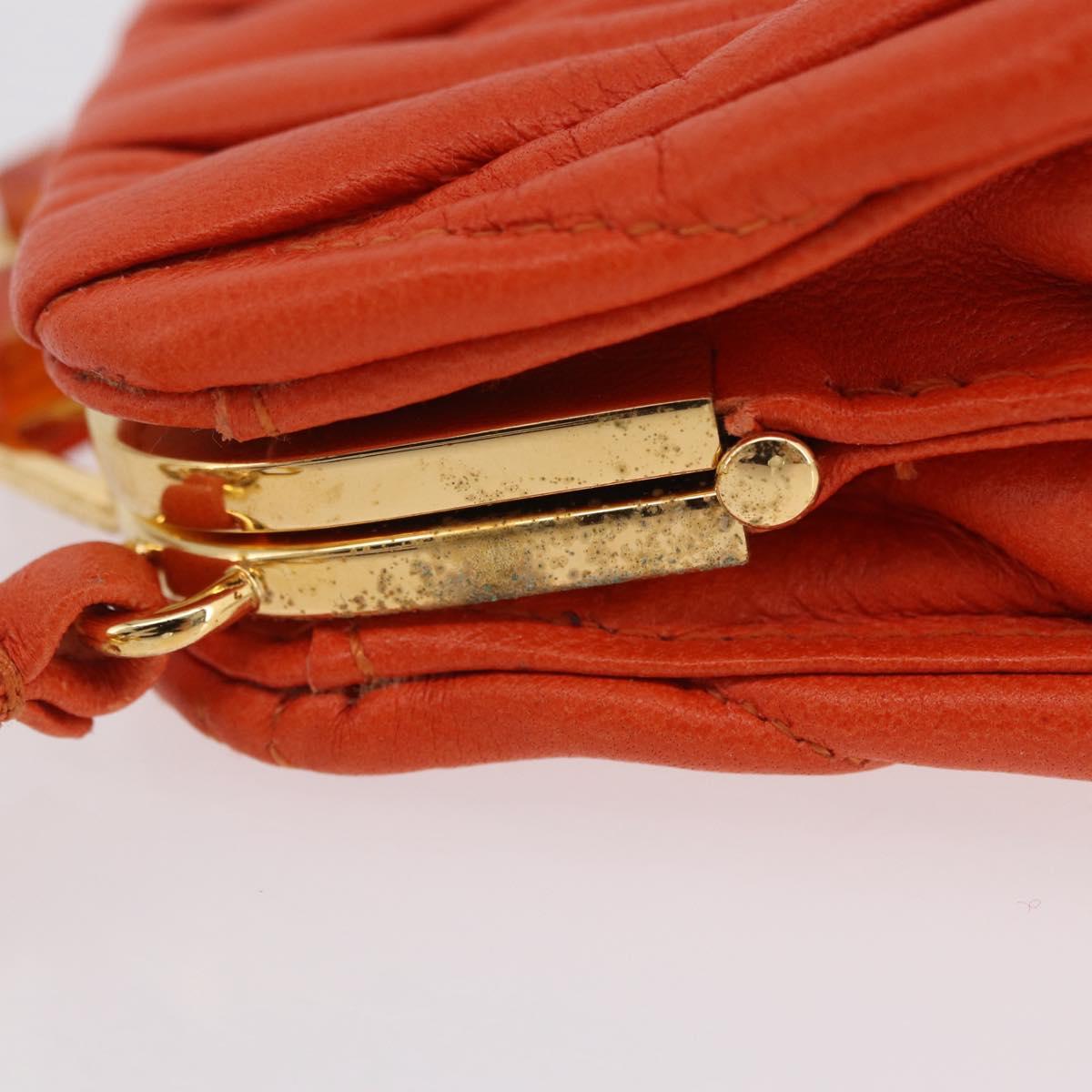 Miu Miu Sword Wallet Matelasse Charm Leather Orange Gold Tone Auth 167697M