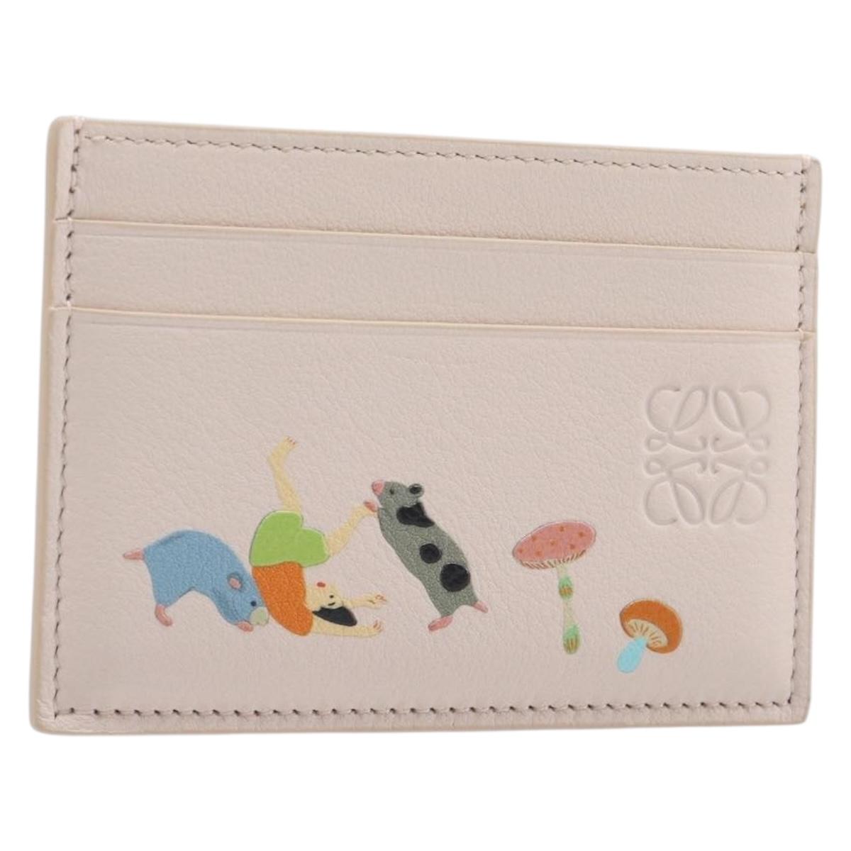 LOEWE Card Case Leather Pink Auth 167702M