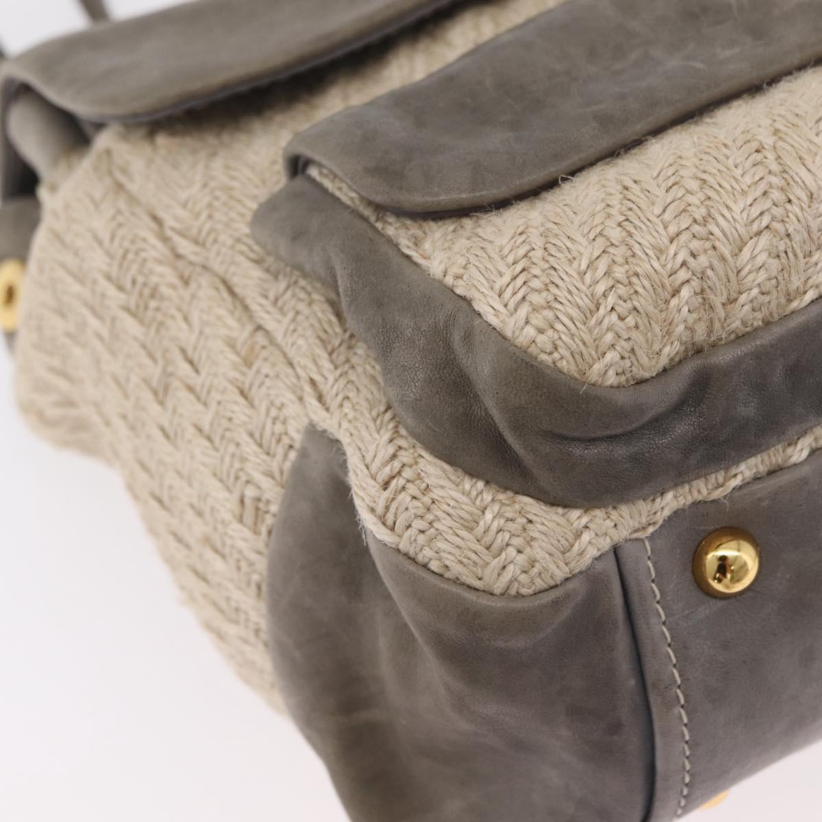 Miu Miu Hand Bag Leather 2way Gray Gold Auth 167708A