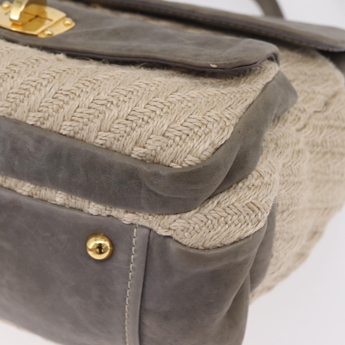 Miu Miu Hand Bag Leather 2way Gray Gold Auth 167708A
