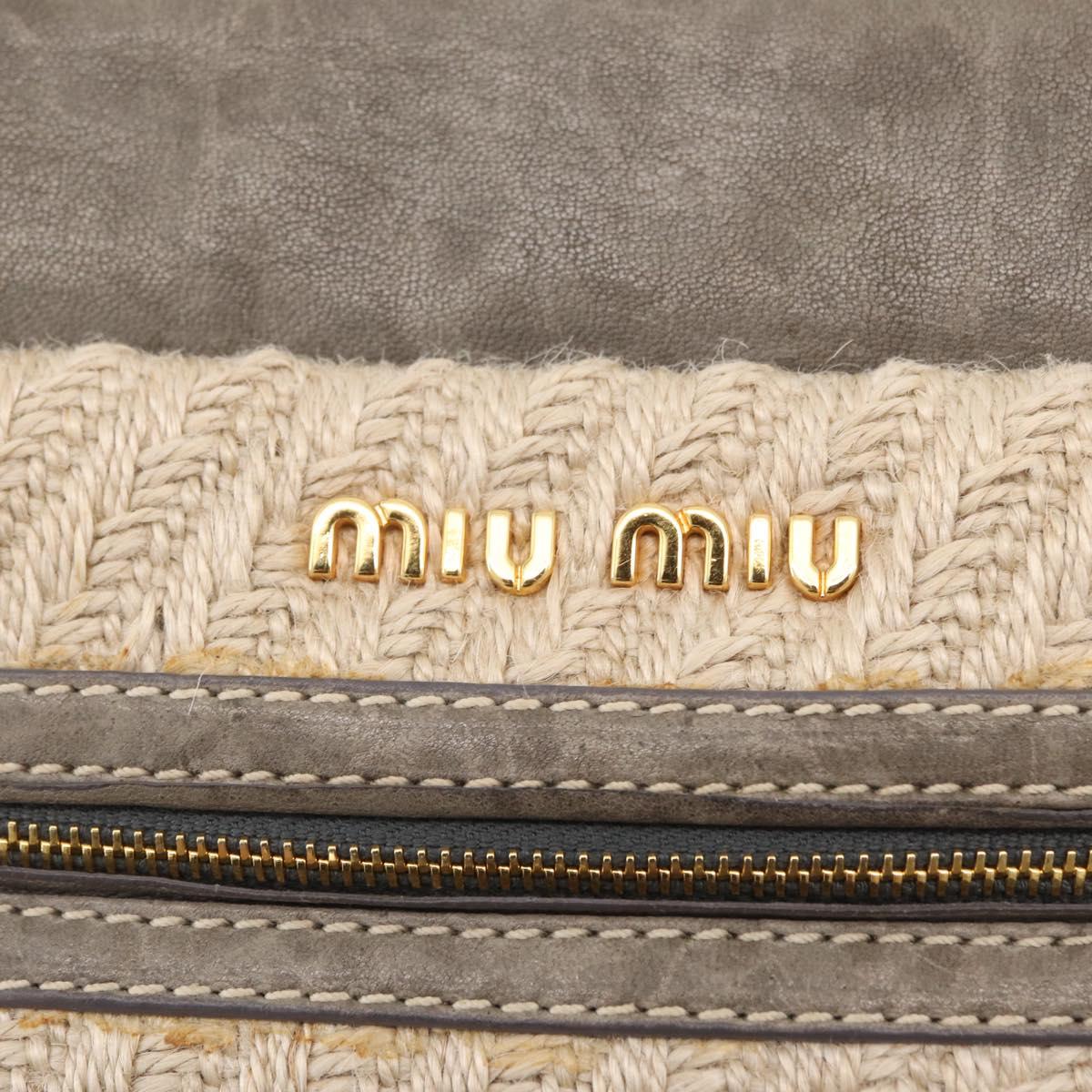 Miu Miu Hand Bag Leather 2way Gray Gold Auth 167708A
