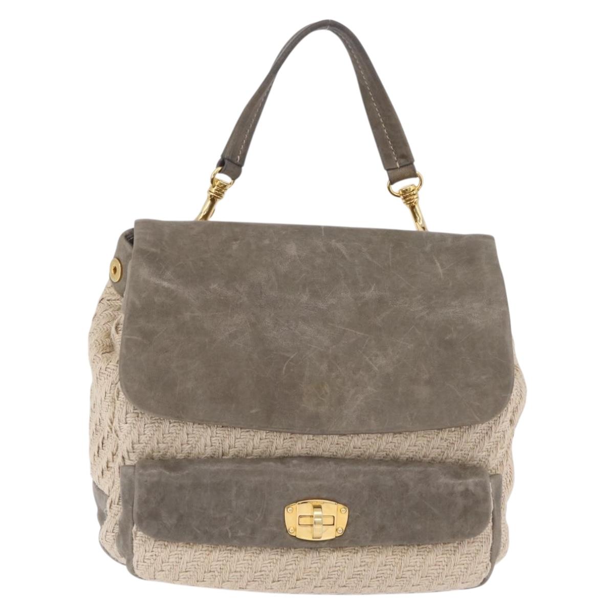 Miu Miu Hand Bag Leather 2way Gray Gold Auth 167708A