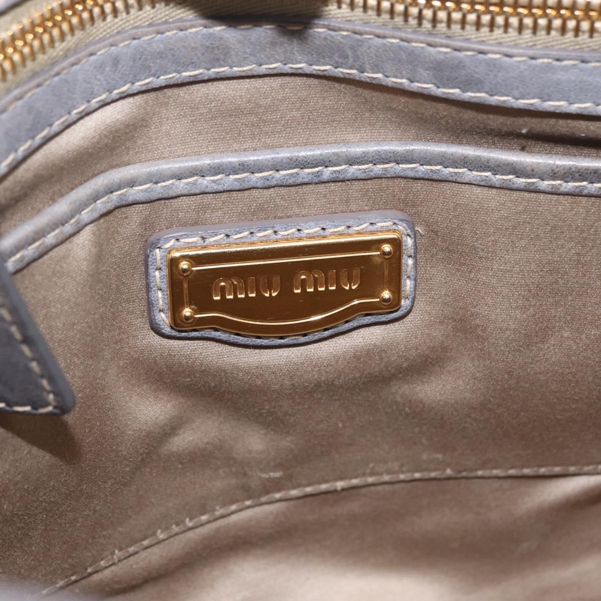 Miu Miu Hand Bag Leather 2way Gray Gold Auth 167708A