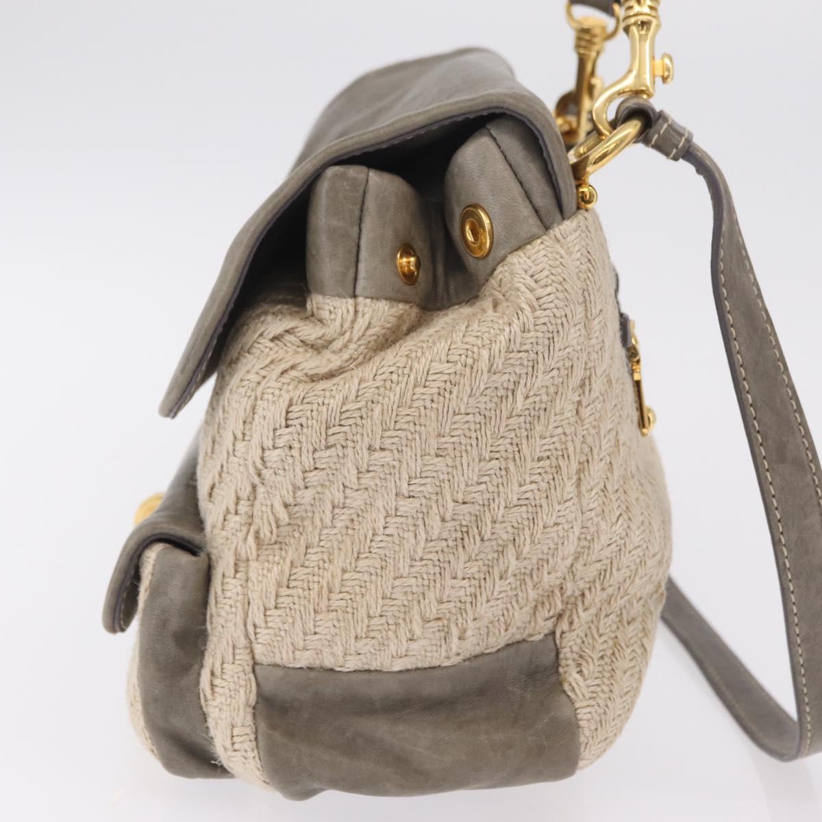 Miu Miu Hand Bag Leather 2way Gray Gold Auth 167708A
