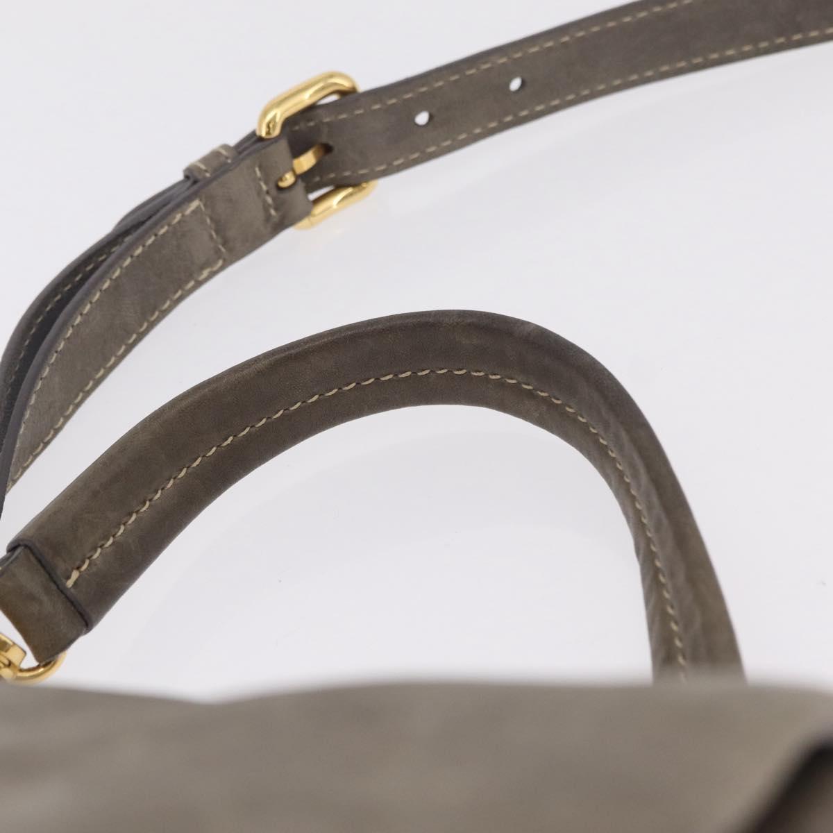 Miu Miu Hand Bag Leather 2way Gray Gold Auth 167708A