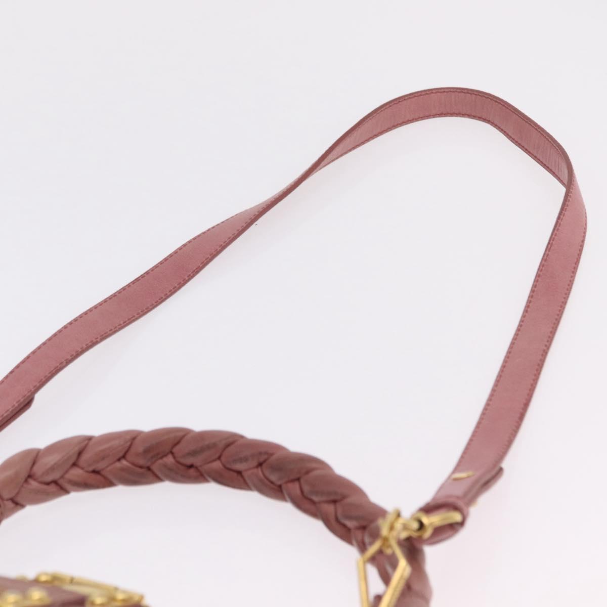 Miu Miu Hand Bag Leather 2way Pink Gold Auth 167711A