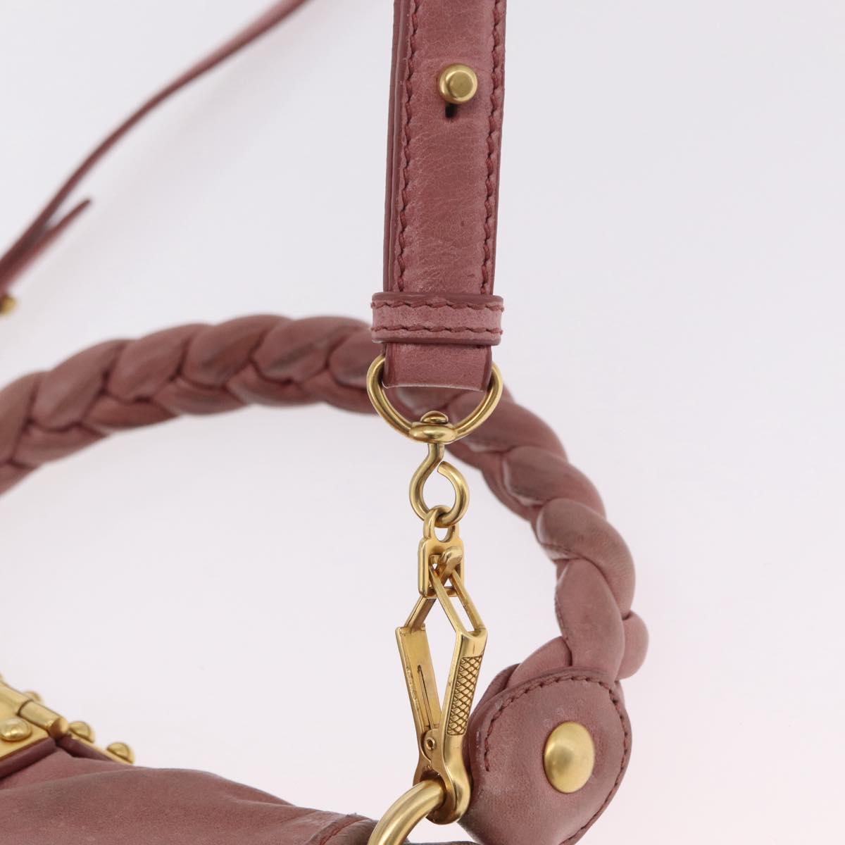 Miu Miu Hand Bag Leather 2way Pink Gold Auth 167711A