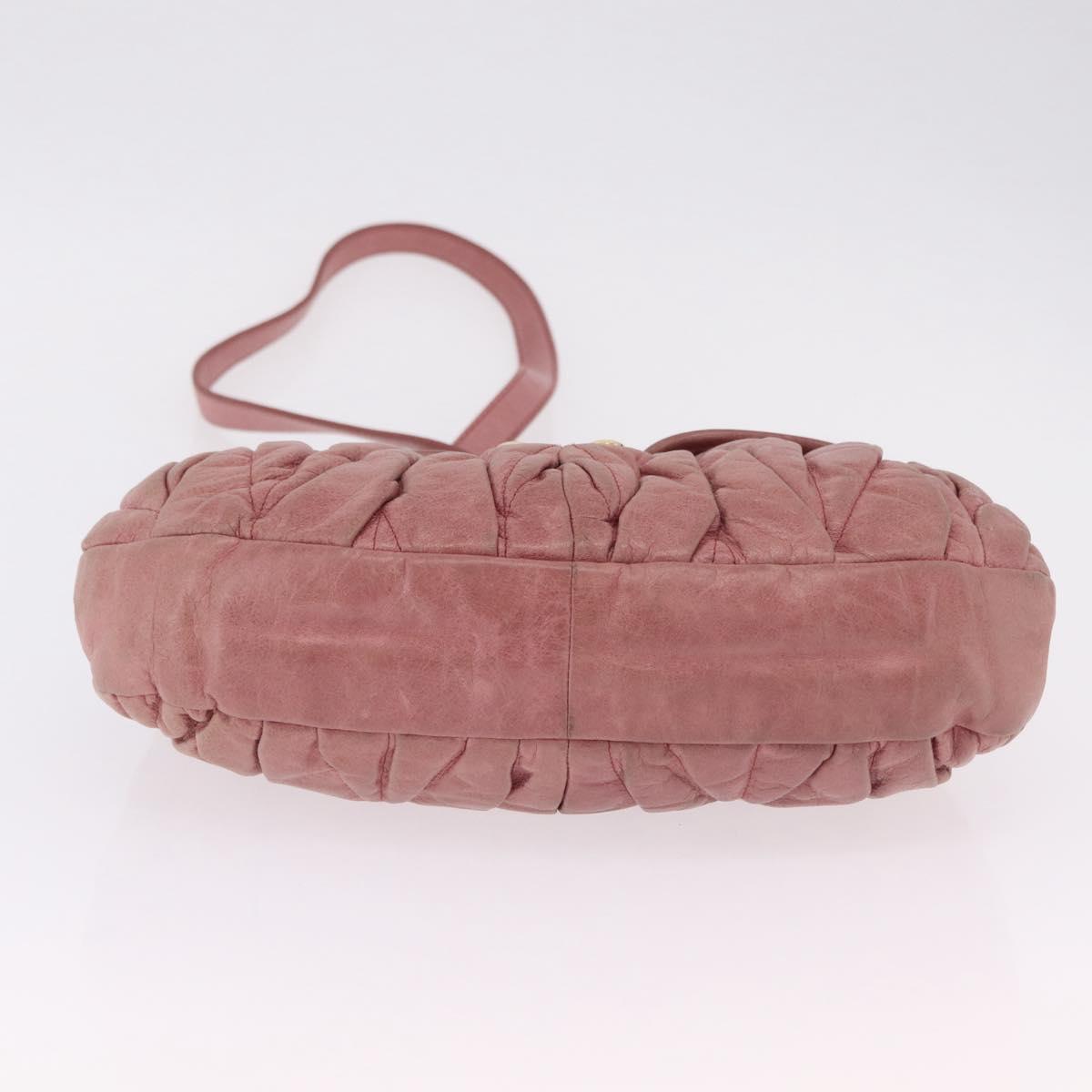 Miu Miu Hand Bag Leather 2way Pink Gold Auth 167711A