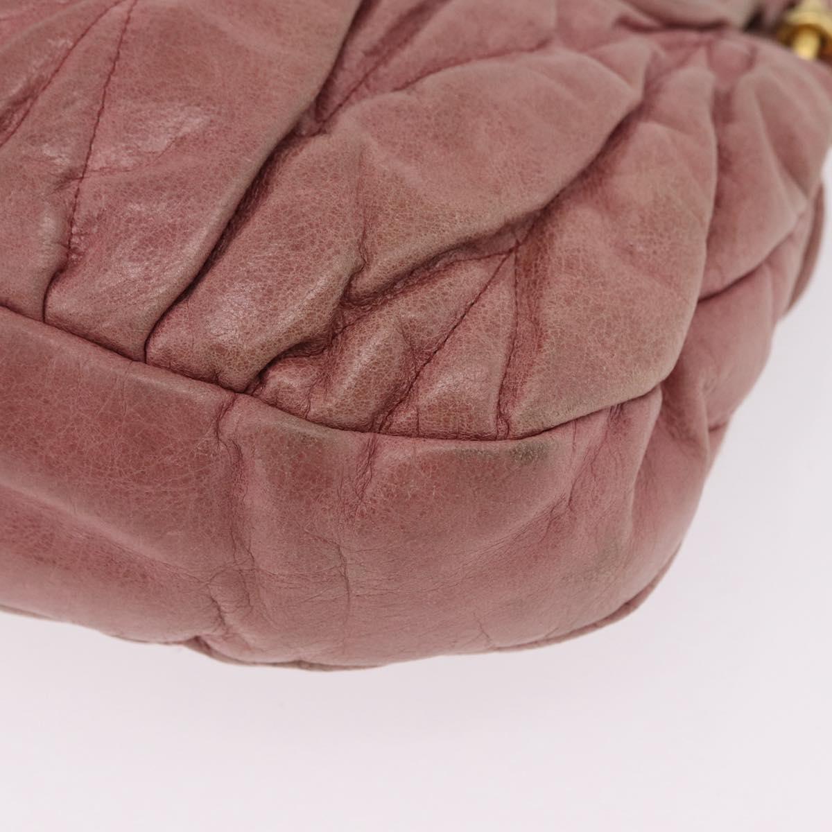 Miu Miu Hand Bag Leather 2way Pink Gold Auth 167711A