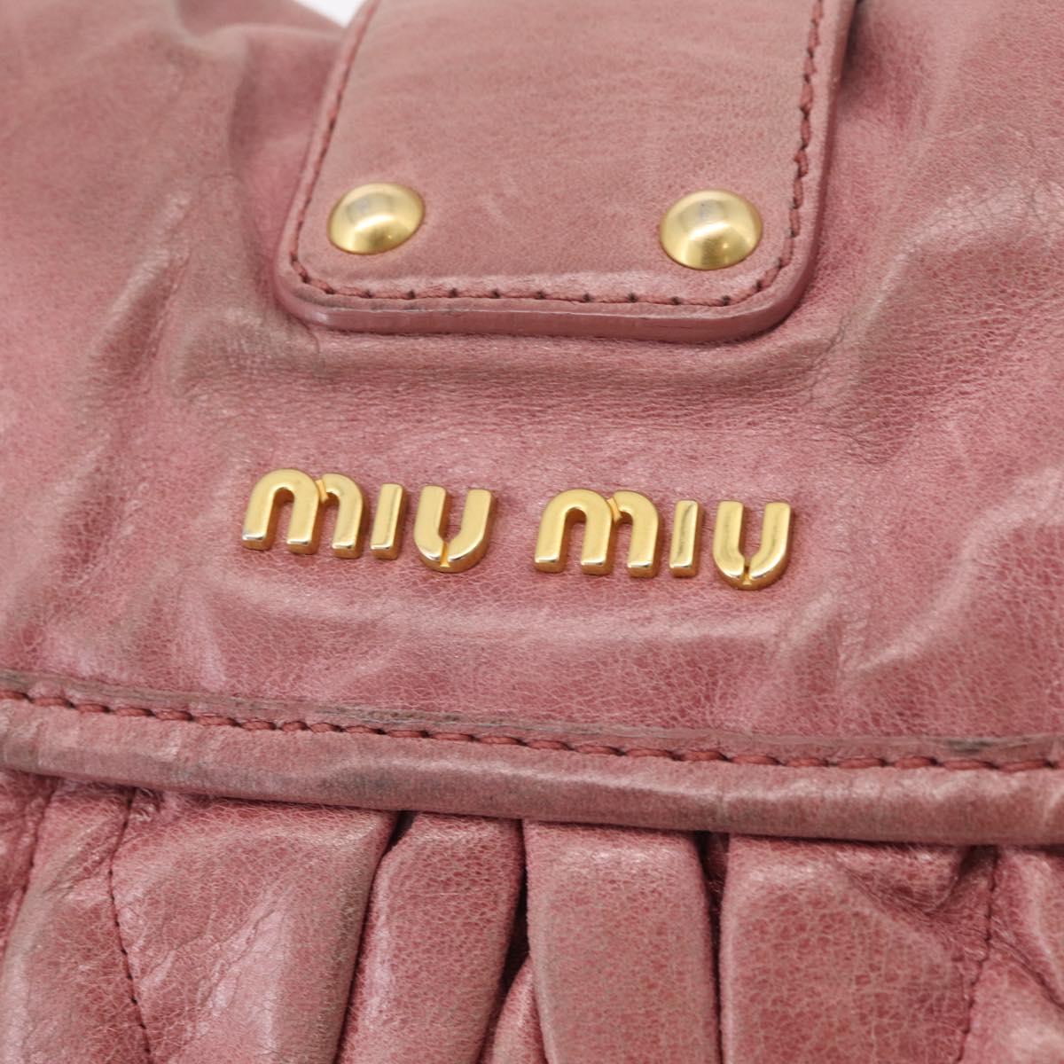 Miu Miu Hand Bag Leather 2way Pink Gold Auth 167711A