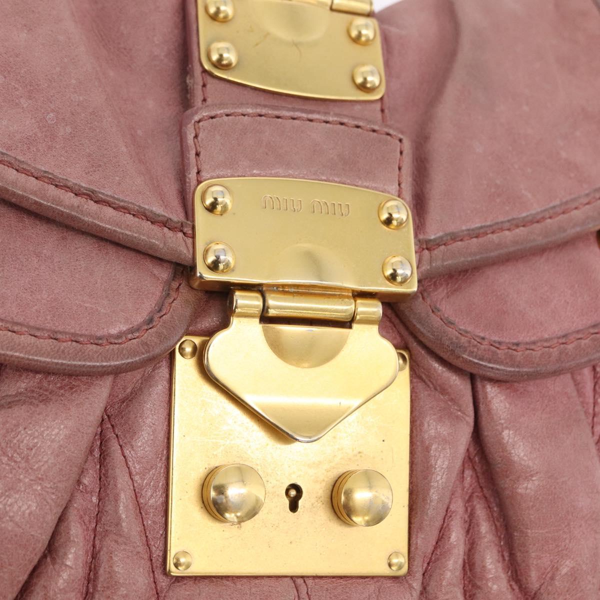 Miu Miu Hand Bag Leather 2way Pink Gold Auth 167711A