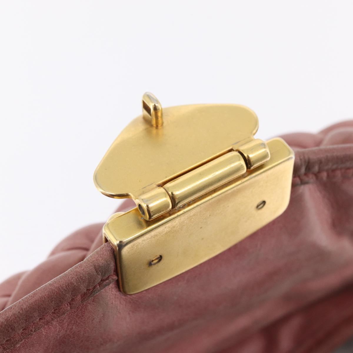 Miu Miu Hand Bag Leather 2way Pink Gold Auth 167711A
