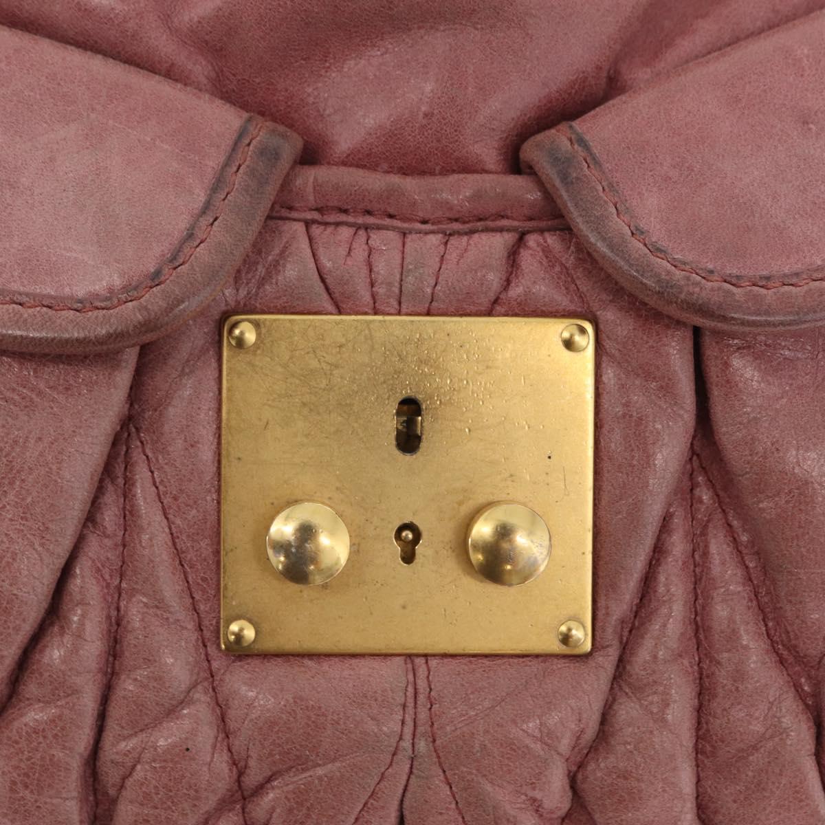Miu Miu Hand Bag Leather 2way Pink Gold Auth 167711A