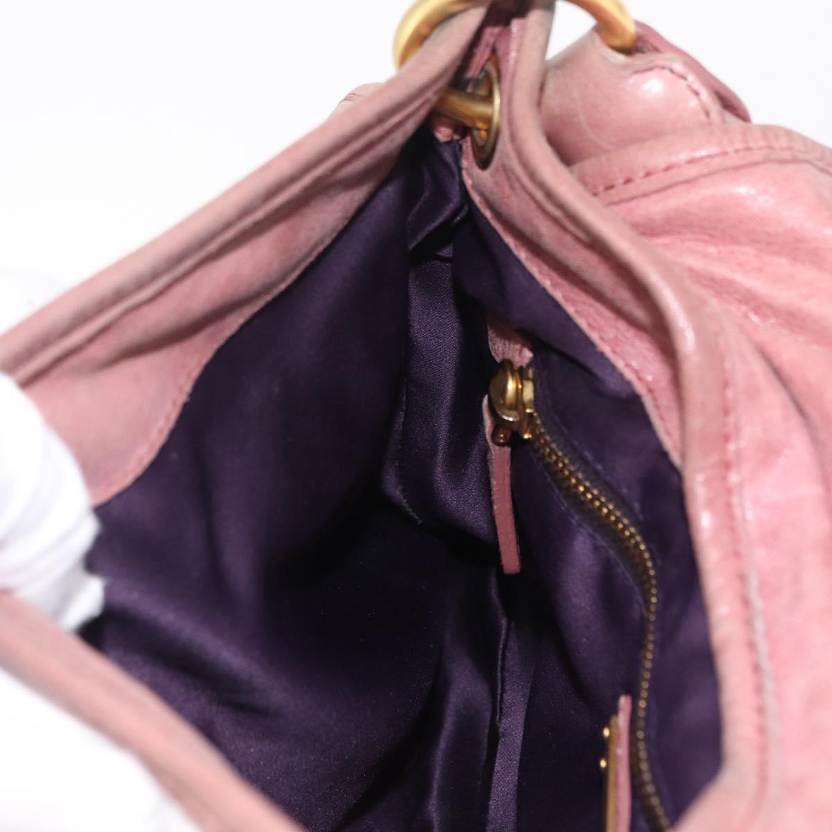 Miu Miu Hand Bag Leather 2way Pink Gold Auth 167711A