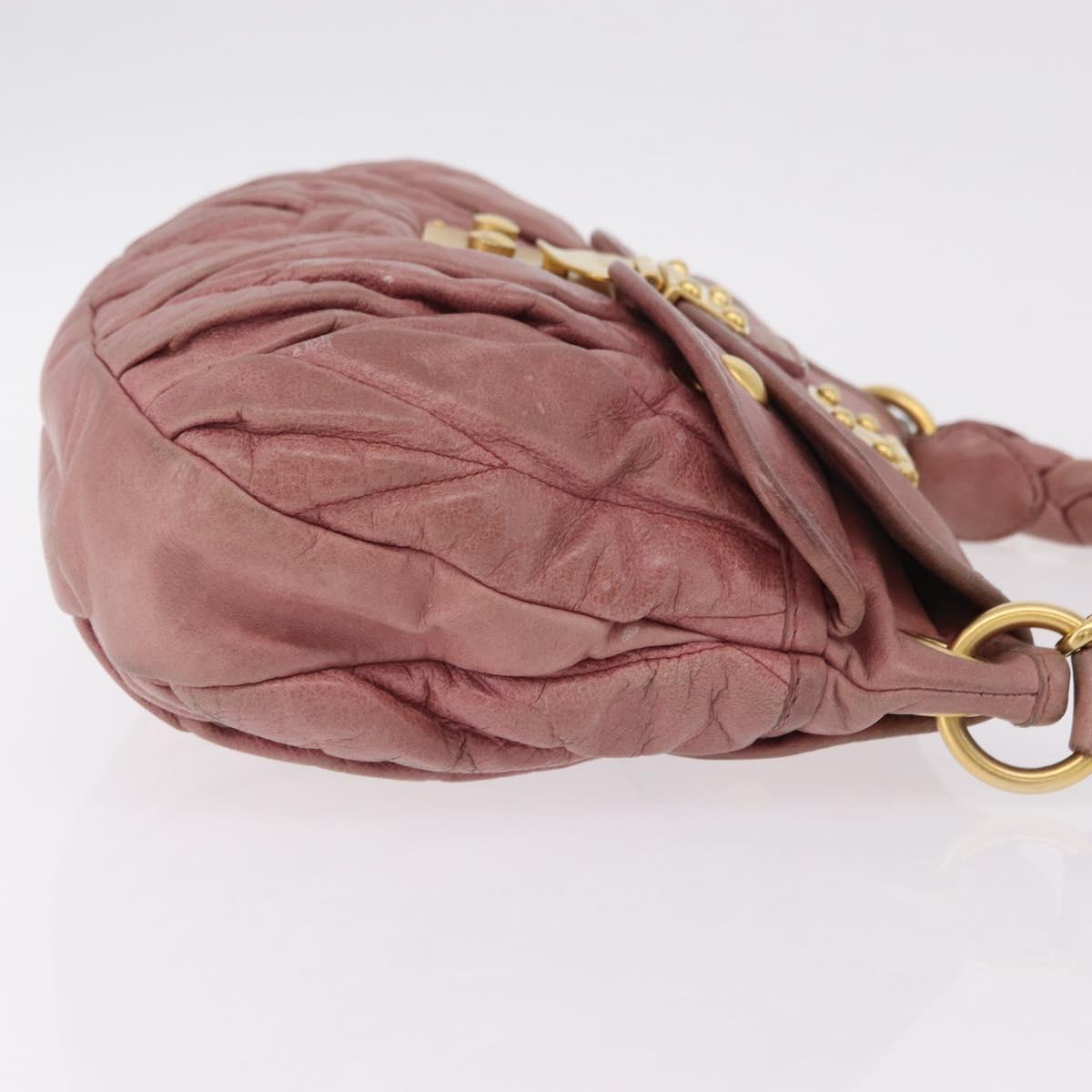 Miu Miu Hand Bag Leather 2way Pink Gold Auth 167711A