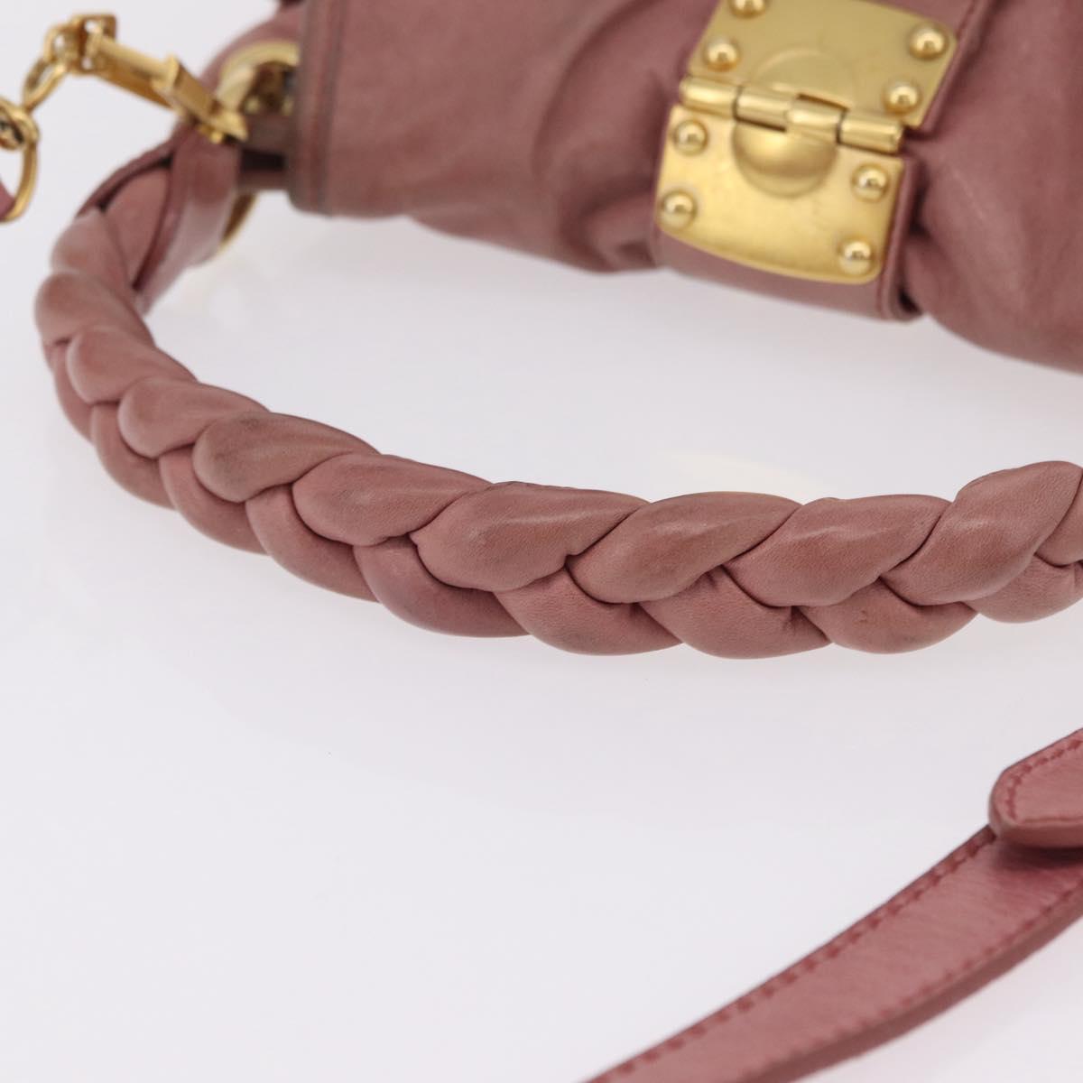 Miu Miu Hand Bag Leather 2way Pink Gold Auth 167711A