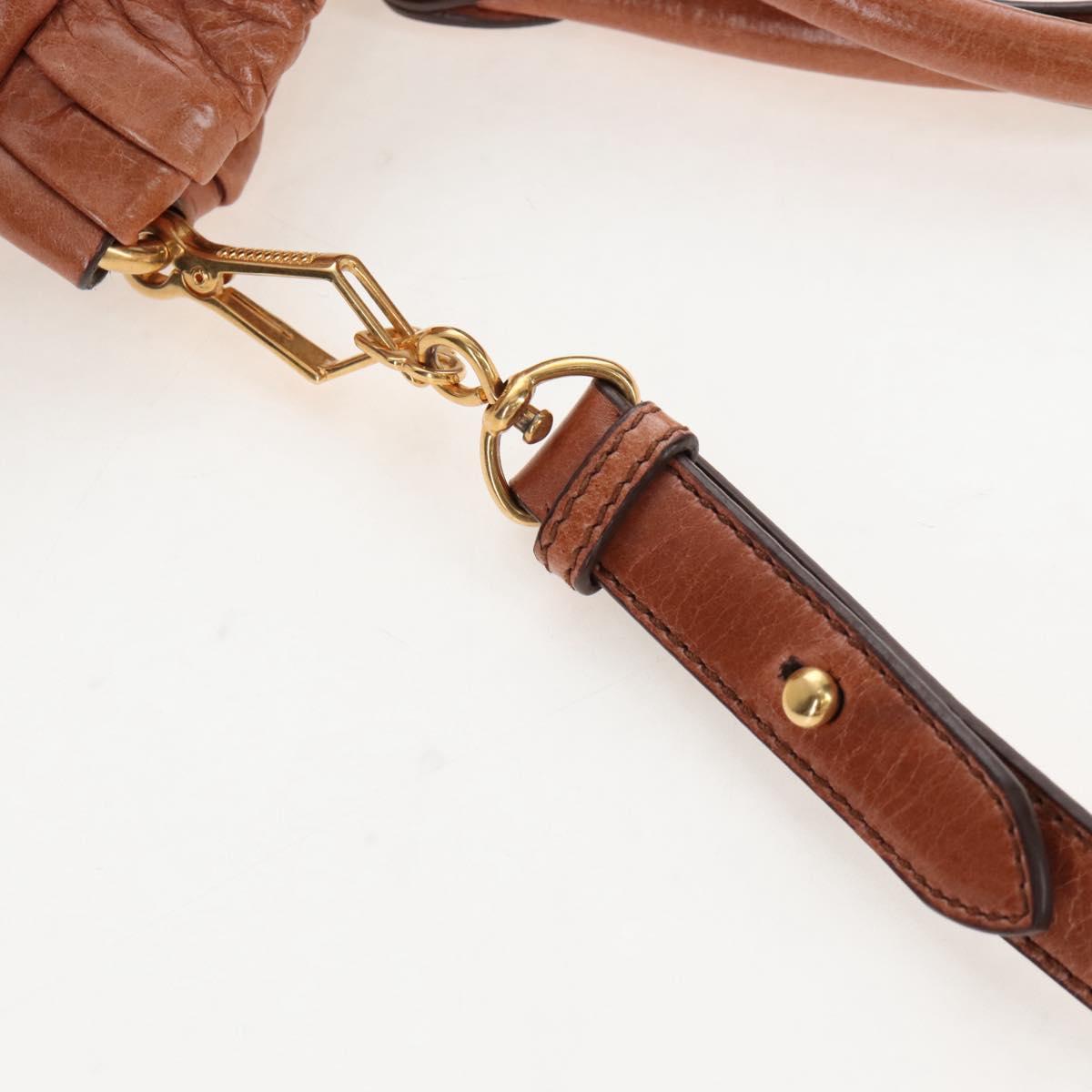 Miu Miu Hand Bag Leather 2way Brown Gold Auth 167713M