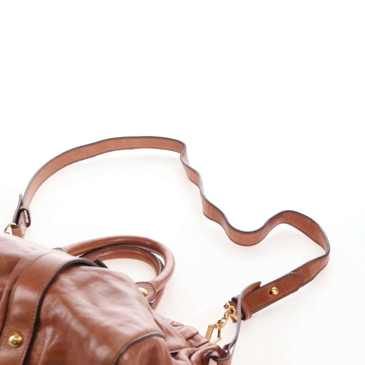Miu Miu Hand Bag Leather 2way Brown Gold Auth 167713M