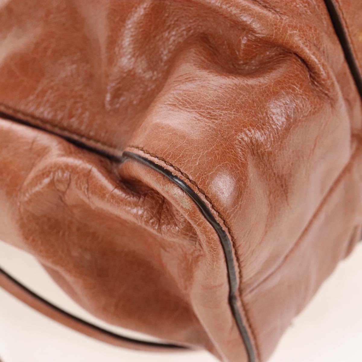 Miu Miu Hand Bag Leather 2way Brown Gold Auth 167713M
