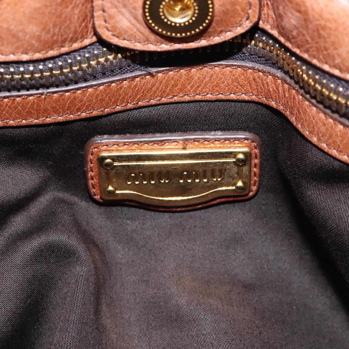 Miu Miu Hand Bag Leather 2way Brown Gold Auth 167713M