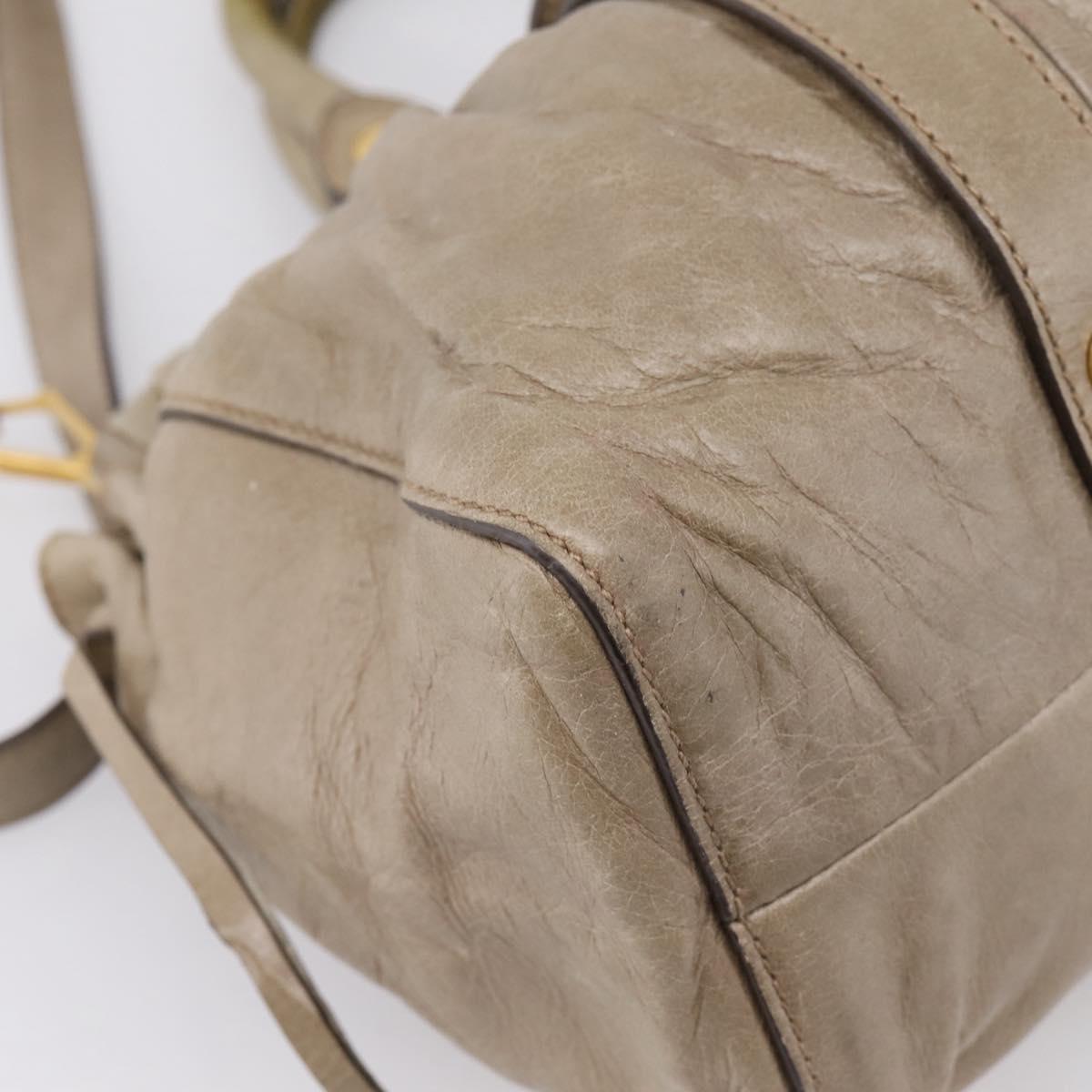 Miu Miu Hand Bag Leather 2way Beige Gold Auth 167714M