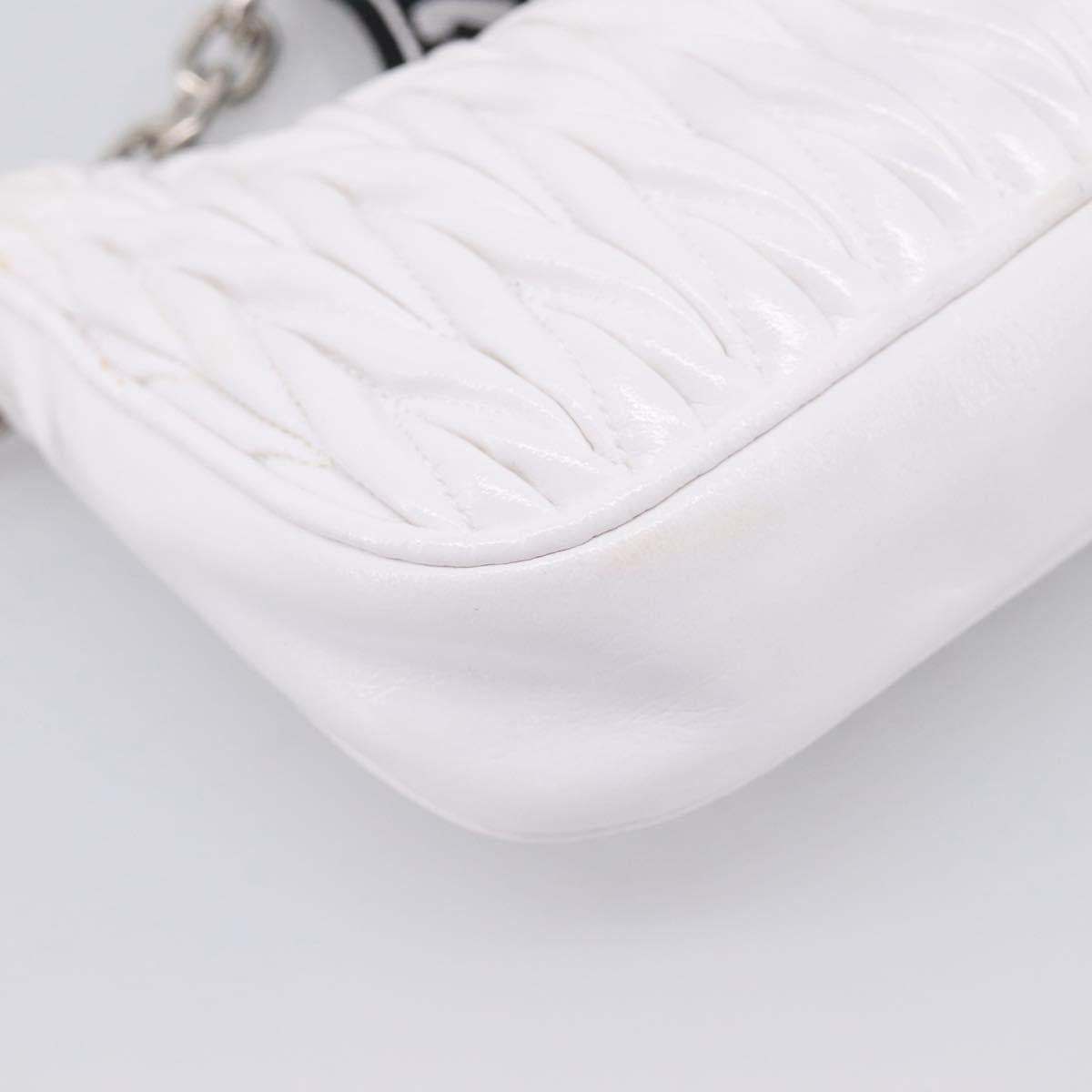 Miu Miu Hand Bag Leather 2way White Silver Auth 167717SAM