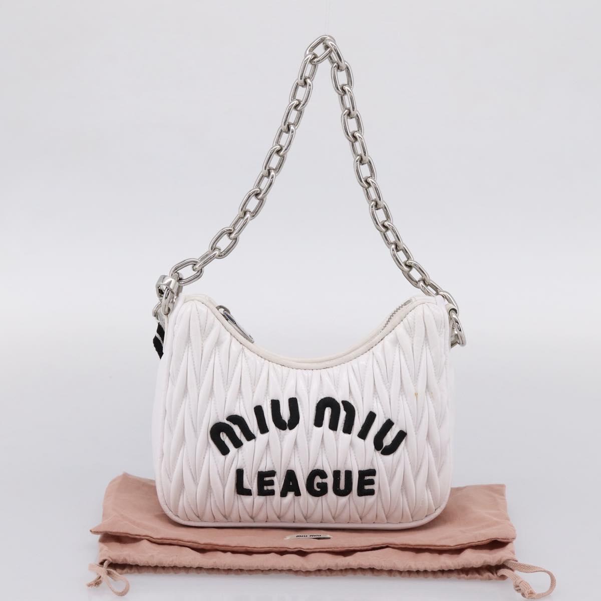Miu Miu Hand Bag Leather 2way White Silver Auth 167717SAM
