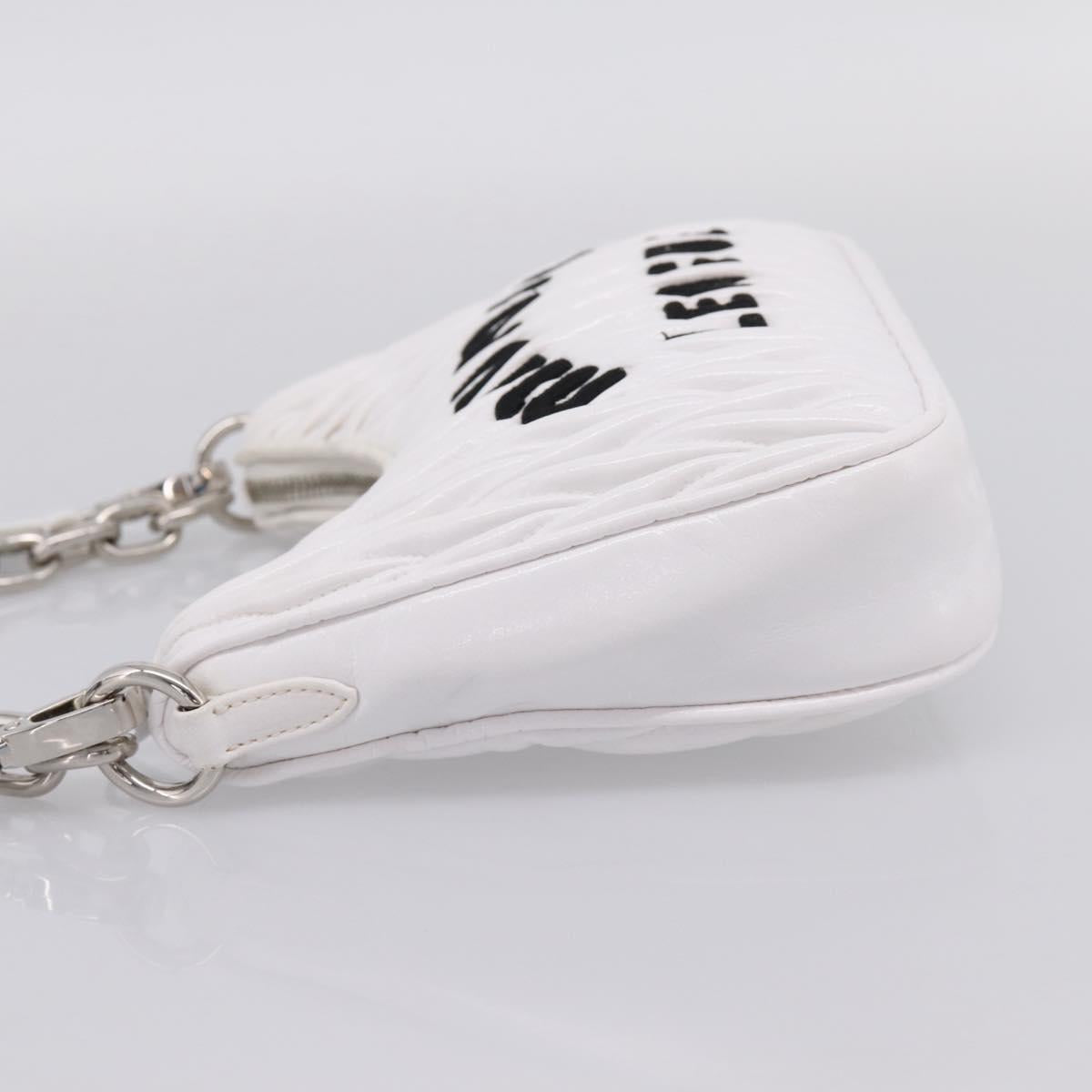 Miu Miu Hand Bag Leather 2way White Silver Auth 167717SAM