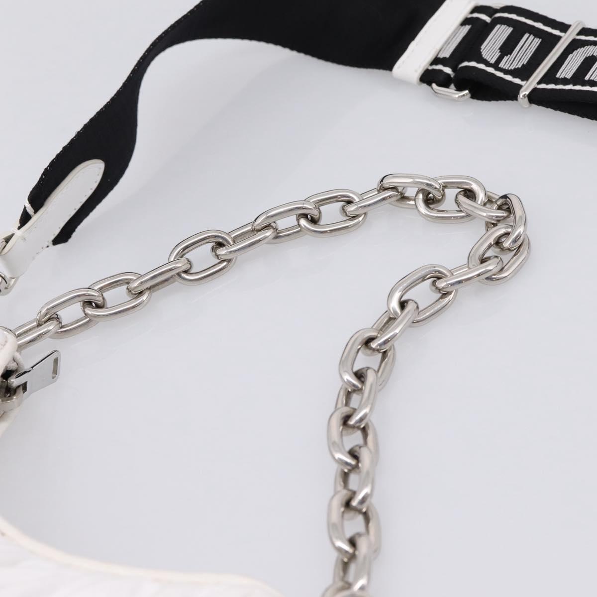 Miu Miu Hand Bag Leather 2way White Silver Auth 167717SAM