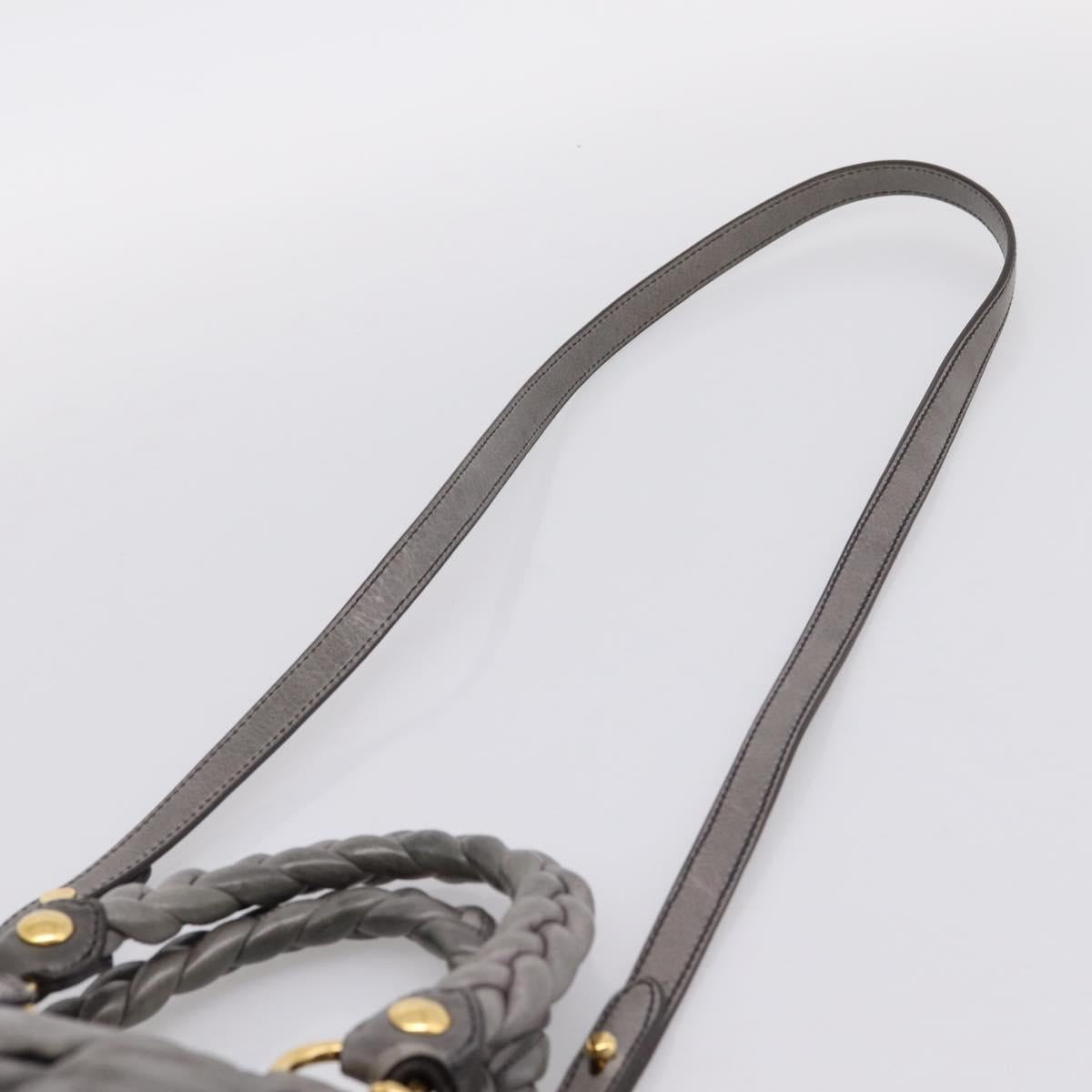 Miu Miu Matelasse Hand Bag Leather 2way Gray Gold Auth 167718M