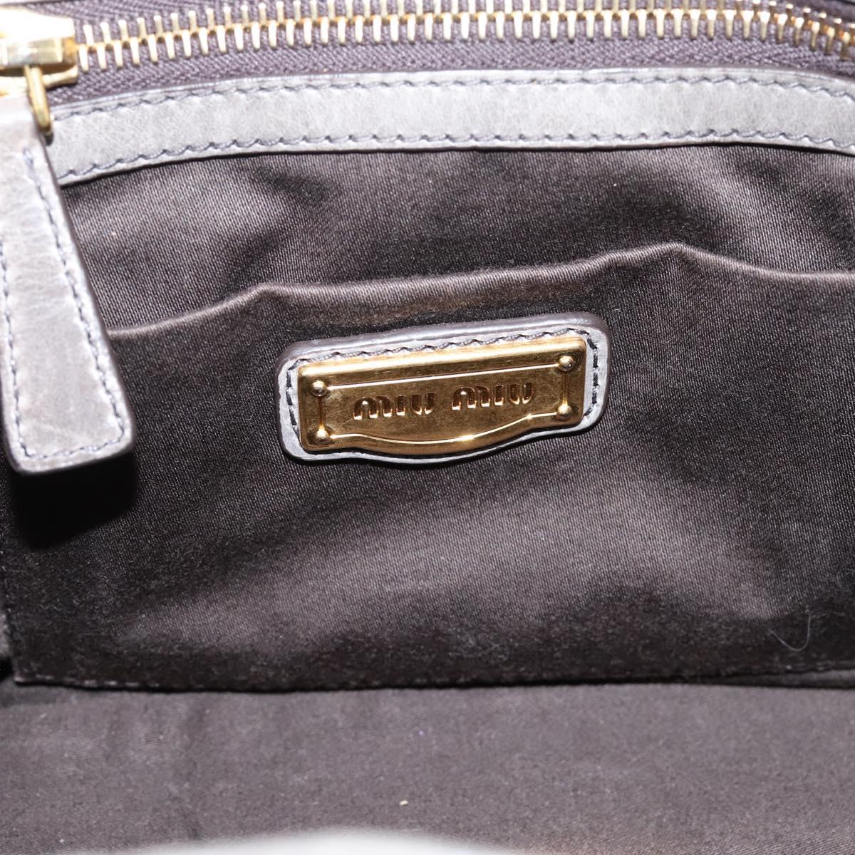 Miu Miu Matelasse Hand Bag Leather 2way Gray Gold Auth 167718M