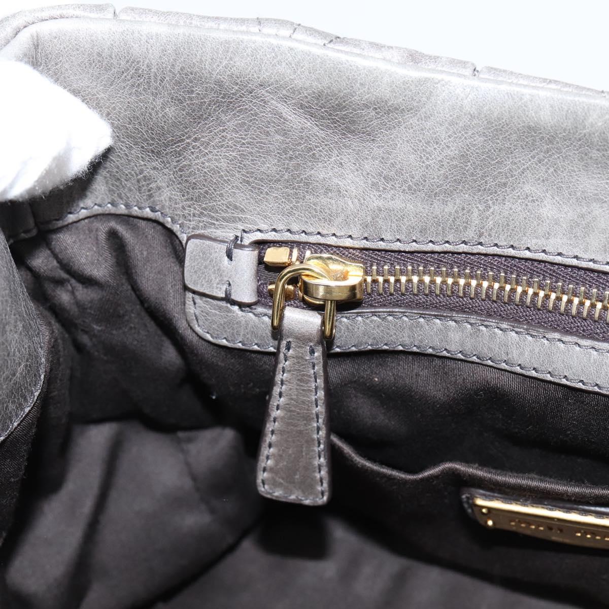 Miu Miu Matelasse Hand Bag Leather 2way Gray Gold Auth 167718M