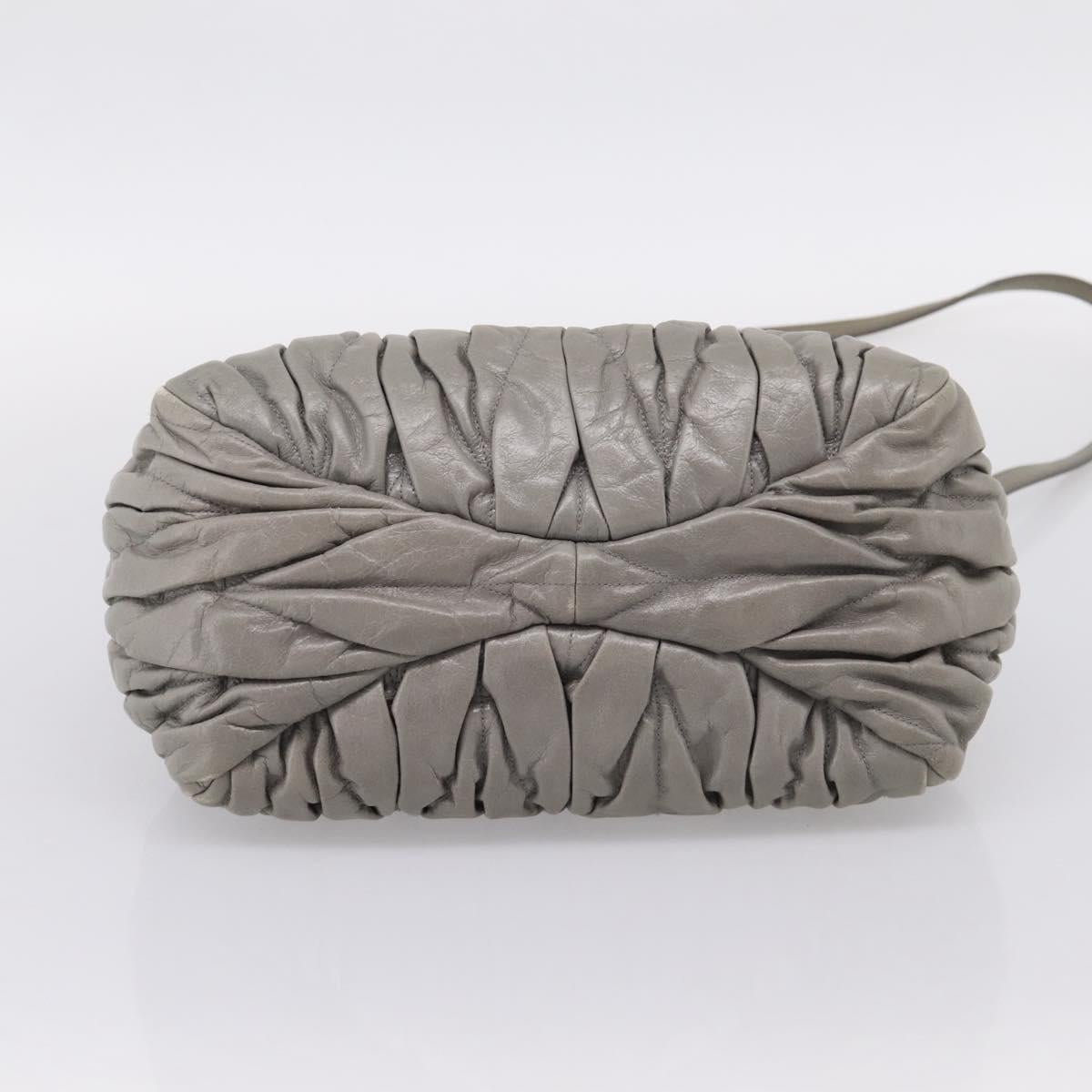 Miu Miu Matelasse Hand Bag Leather 2way Gray Gold Auth 167719M