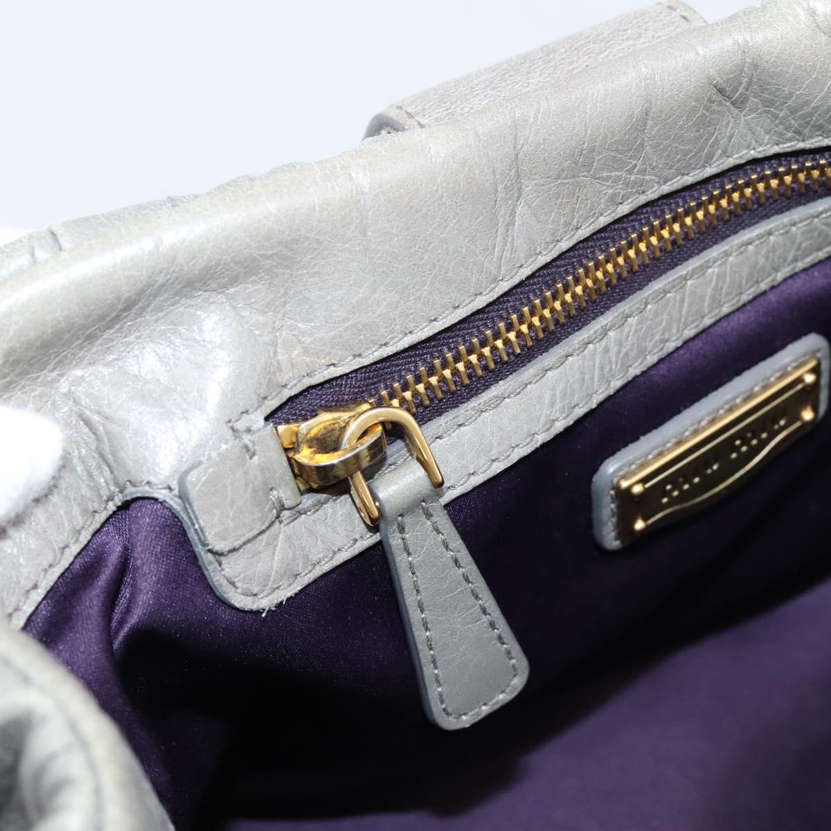 Miu Miu Matelasse Hand Bag Leather 2way Gray Gold Auth 167719M