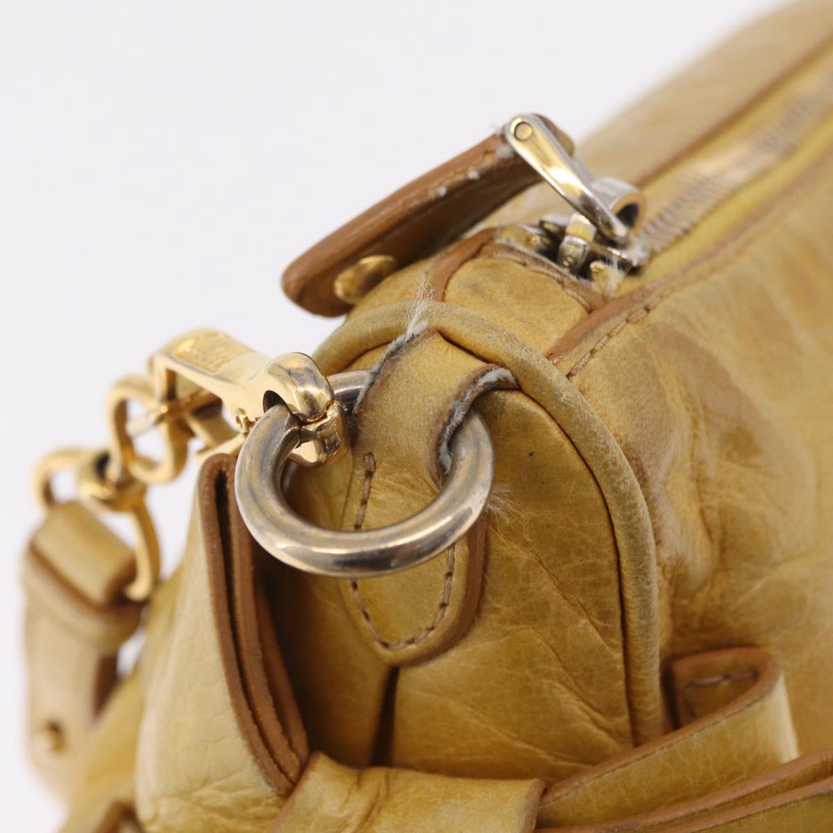 Miu Miu Shoulder Bag Leather Yellow Gold Auth 167727A
