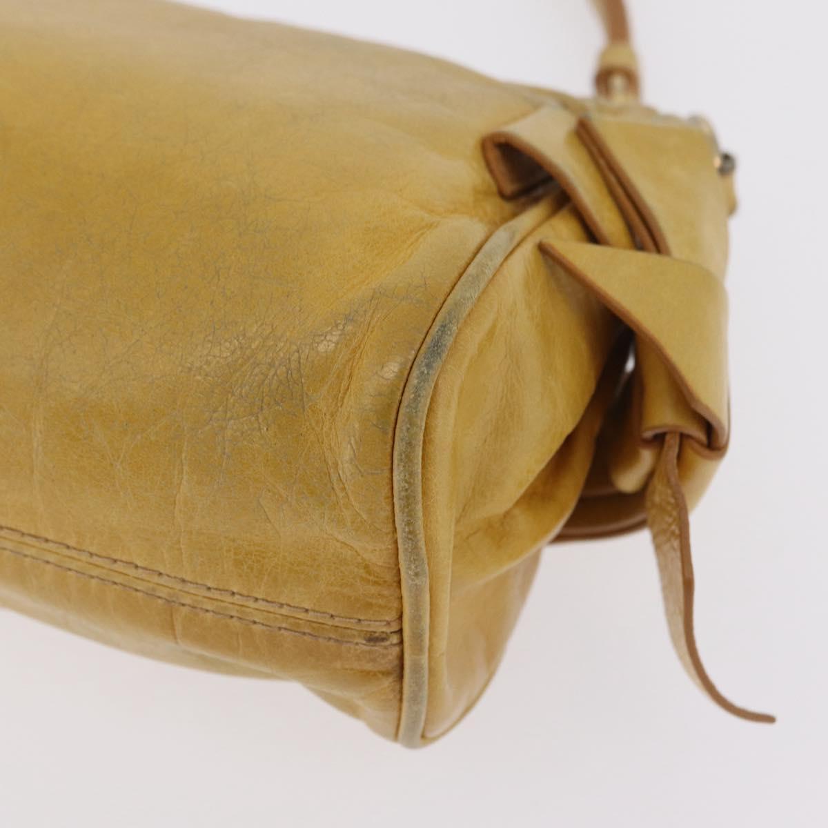 Miu Miu Shoulder Bag Leather Yellow Gold Auth 167727A