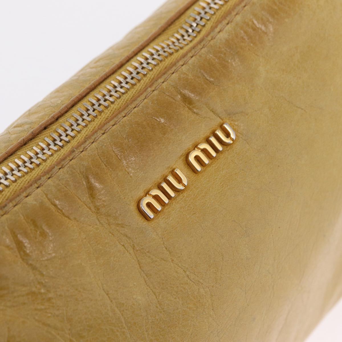 Miu Miu Shoulder Bag Leather Yellow Gold Auth 167727A