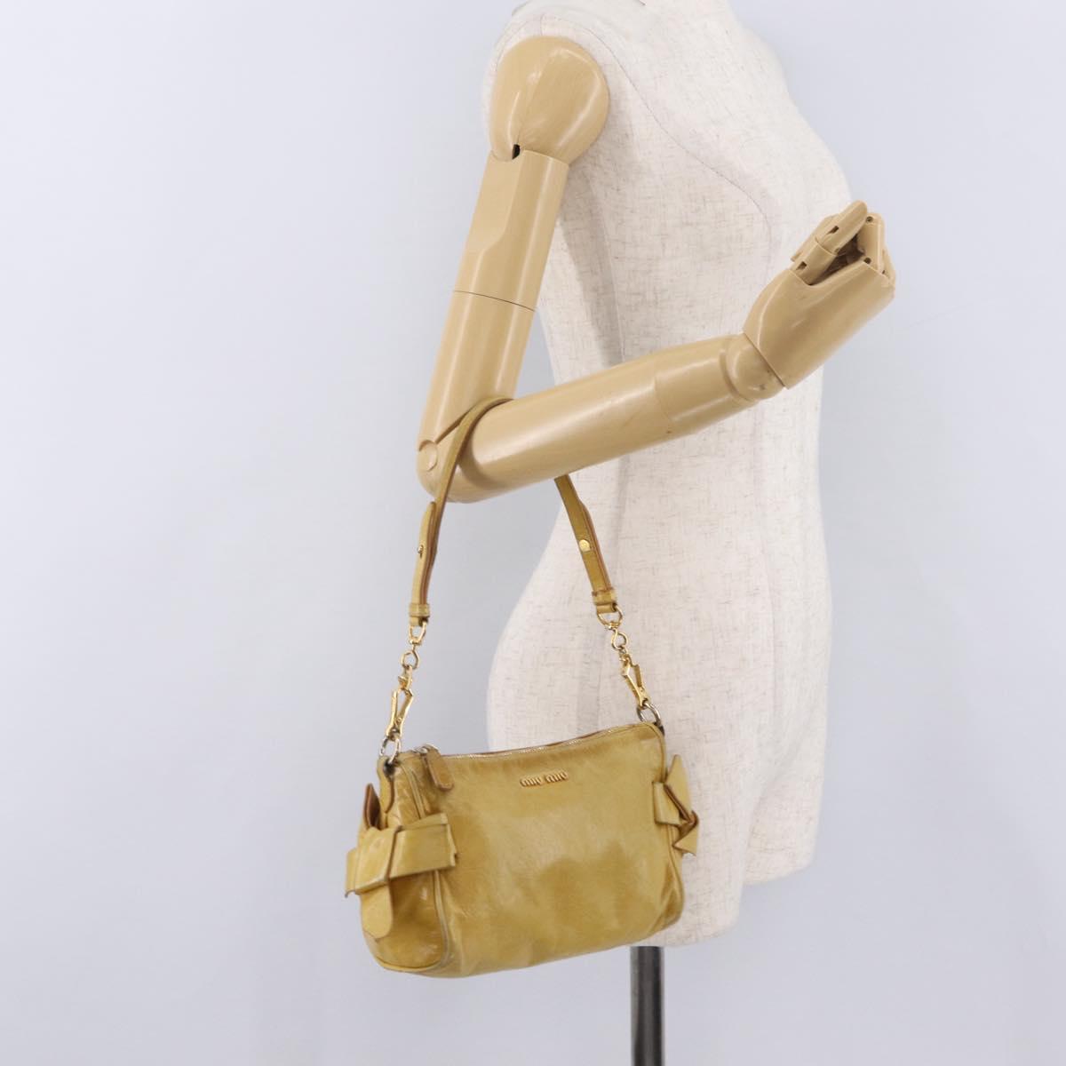 Miu Miu Shoulder Bag Leather Yellow Gold Auth 167727A