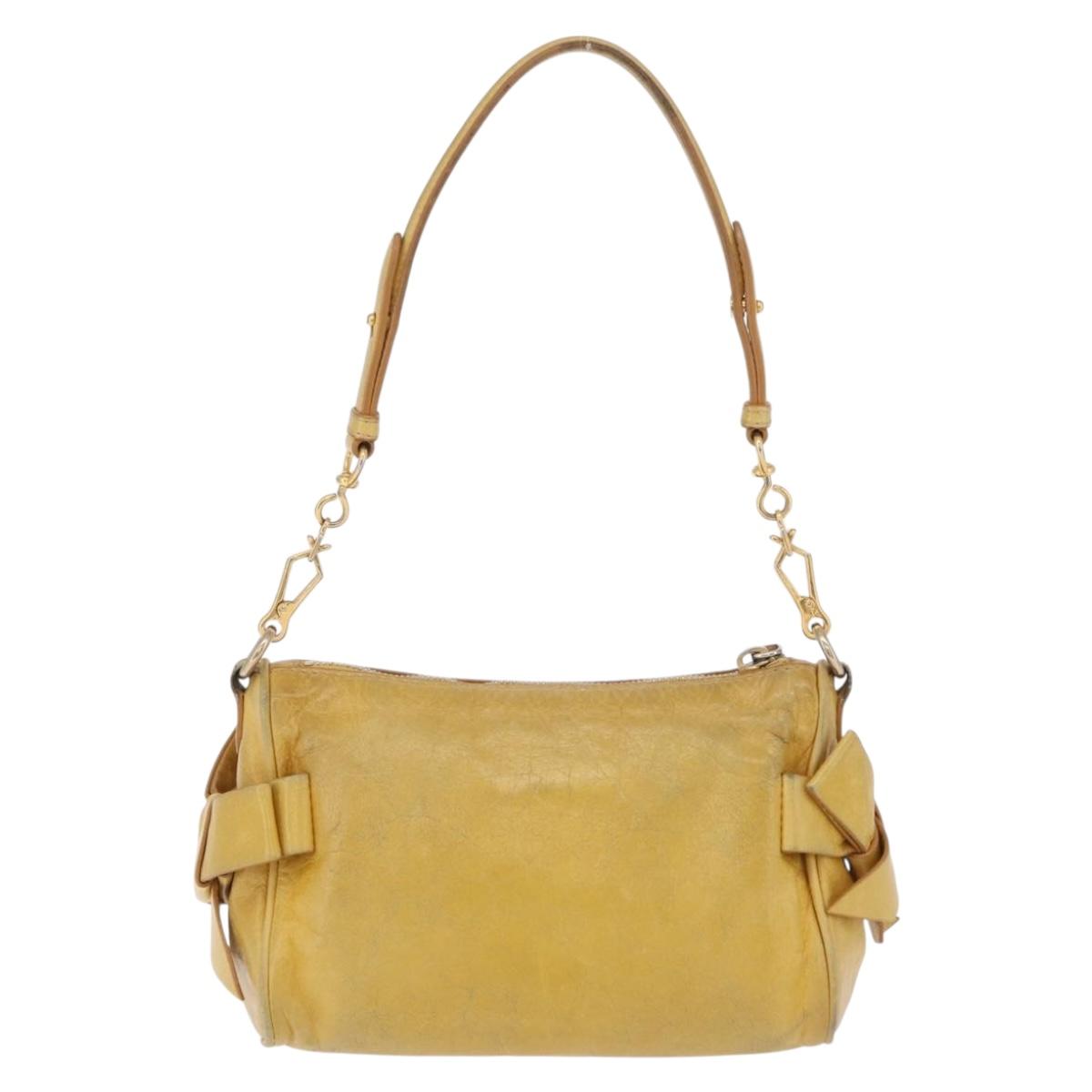 Miu Miu Shoulder Bag Leather Yellow Gold Auth 167727A