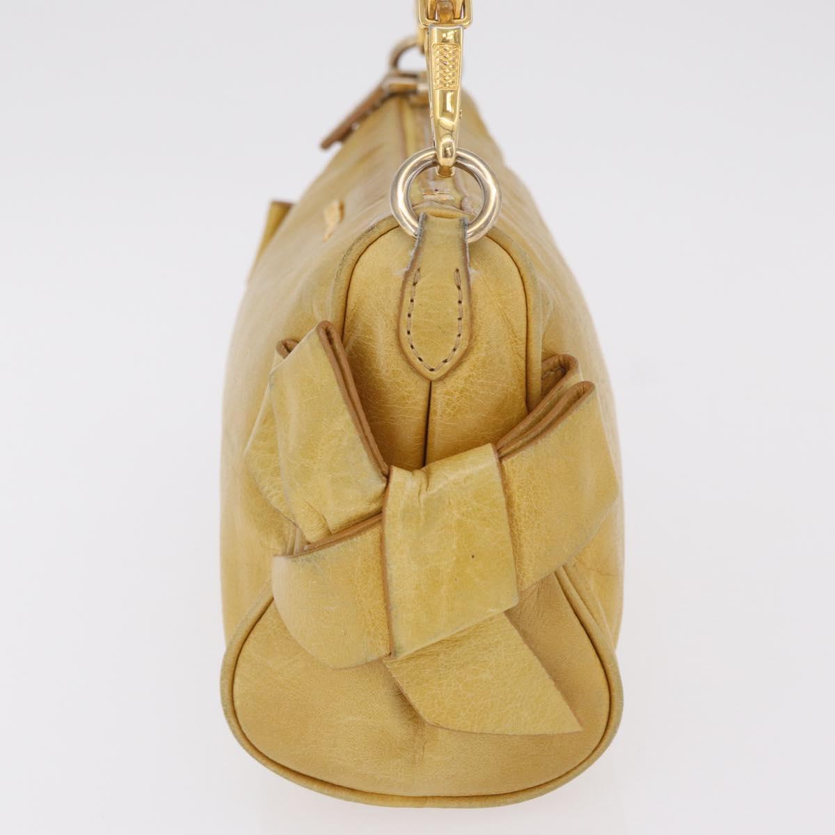 Miu Miu Shoulder Bag Leather Yellow Gold Auth 167727A