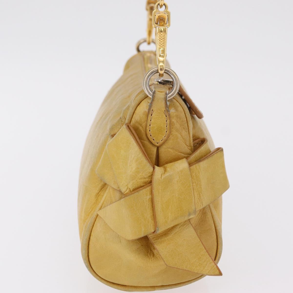 Miu Miu Shoulder Bag Leather Yellow Gold Auth 167727A