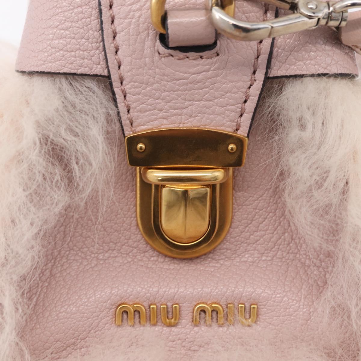 Miu Miu Hand Bag Mouton 2way Pink Gold Auth 167728M